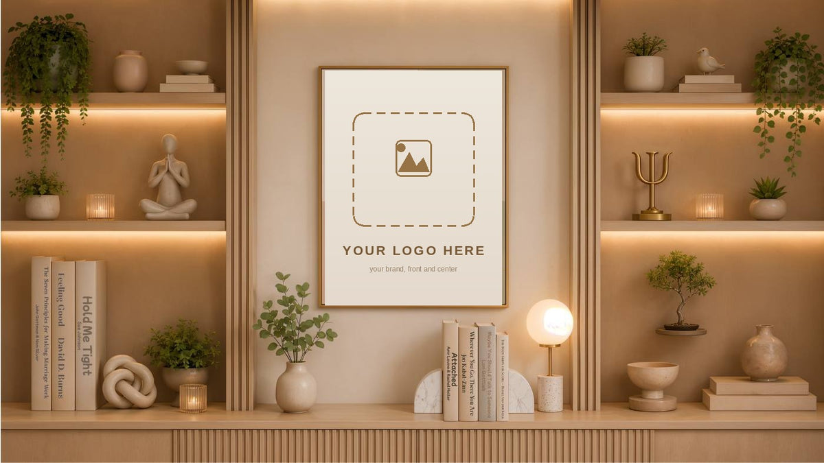 Custom QuickStudio fabric backdrop with personalized branding for professionals