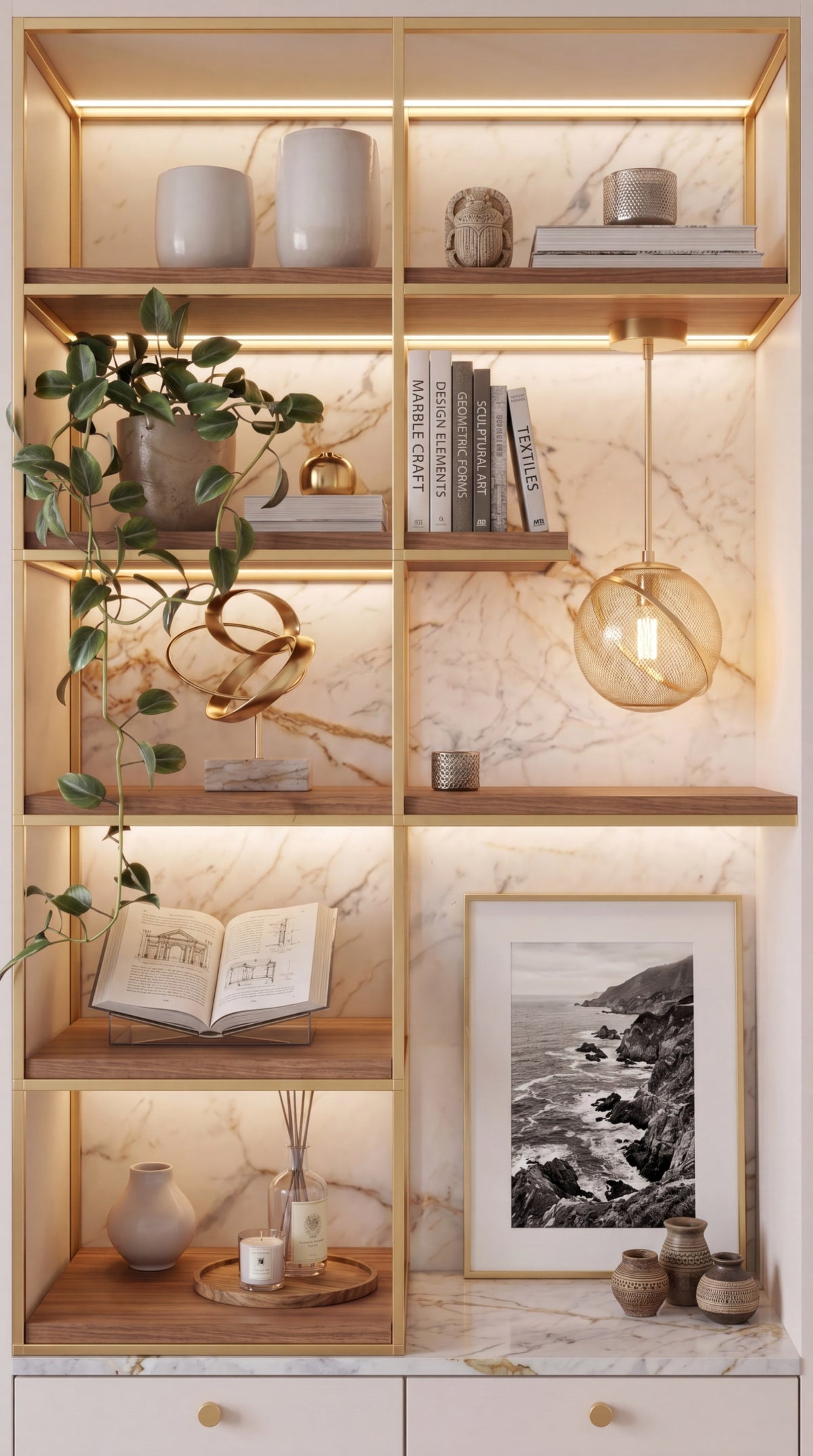 Gilded Niche vertical fabric backdrop for content creators and social media