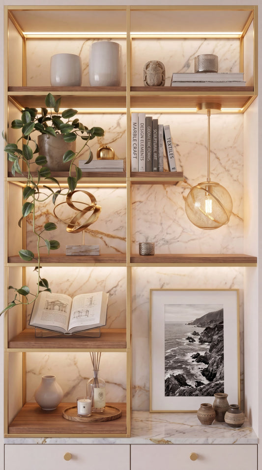 Gilded Niche vertical fabric backdrop for content creators and social media
